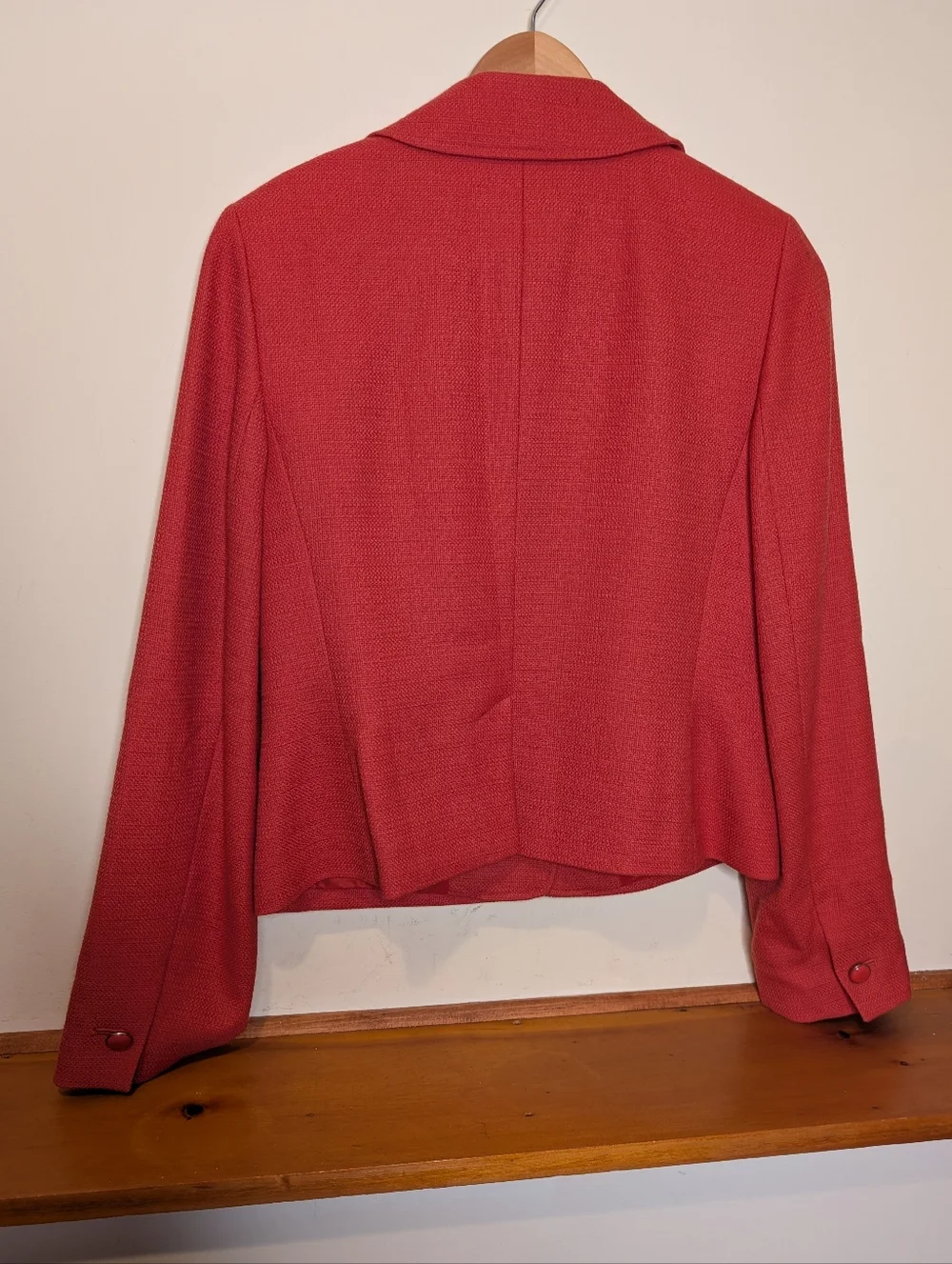 Ann Taylor LOFT Textured Tweed Blazer Jacket Coral Button Front Size 10